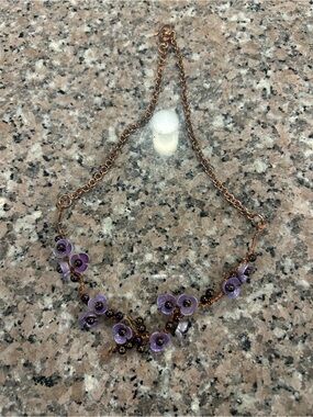 Delicate Purple Floral Necklace - Women's Jewelry